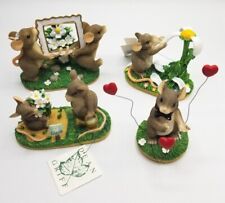 Vintage Fitz Floyd Charming Tales Mouse Figurine Lot of 4 - Hearts Love Daisies picture
