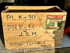 Rare Vintage Necchi Sewing Machine Wooden Shipping Crate Box Labels New York picture