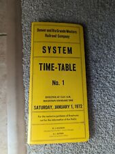 RIO GRANDE DRGW SYSTEM TIMETABLE SYSTEM #1 1972  Railroad picture