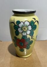 Vintage Bud Vase 1930’s  Japanese Floral Yellow Ceramic Porcelain Hand Painted picture