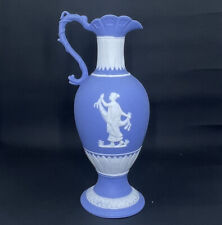 Schafer Vater Vase German Jasperware Blue and White Greek Marked 1911 picture