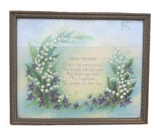 Vintage Framed Poem Mother Mom Gift Flowers 10x8” Art Decor 1930s Verse Poetry picture