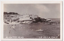 CALIFORNIA LA JOLLA ALIGATOR HEAD AND BEACH REAL PHOTO POSTCARD CIRCA 1948 picture