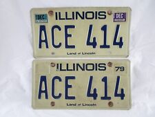 1985 Illinois License Plate # ACE 414 Matching Pair  Land Of Lincoln Original picture