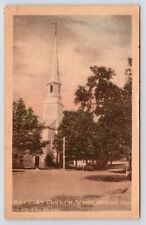 c1920s~West Acton Mass MA~First Baptist Church~Hand Colored~Antique VTG Postcard picture