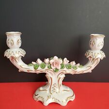 Antique West Germany Alka-Kunst Porcelain Candle Holder Hand-Sculpted Roses picture