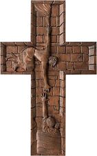 Crucifix Wall Cross Handmade Wooden with Hook, 14 Inch, Savior Jesus  picture