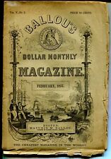 PULP:  Ballou's Dollar Monthly Magazine 2/1857-pulp format-pre Civil War-rare-G picture