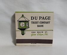 Vintage Du Page Trust Company Bank Matchbook Glen Ellyn IL Advertising Full picture