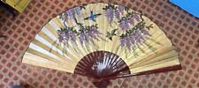 Sensu Fan Kimono Antique Large  Decorative Huge Flower Bird Lucky Charm Vintage picture