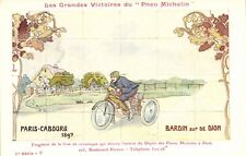 PC ADVERTISING PNEU MICHELIN PARIS-CABOURG 1897 BARDUN DION MOTORBIKE (a44731) picture