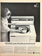 General Electric 12lb Washer With Mini Basket Vintage 1963 Print Ad 10x13 picture