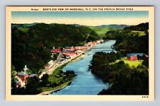 Marshall NC-North Carolina, Birds Eye View French Broad River Vintage Postcard picture