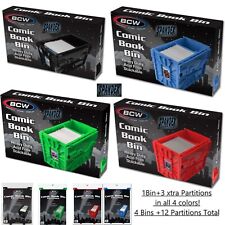 BCW MultiColor 4 Pack Short Comic Book Bin Partitions Combo Black Blue Green Red picture