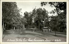 RPPC Sigourney Iowa City Park playground ~ swingset merry-go-round ~ postcard picture