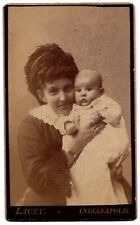 ANTIQUE CDV CIRCA 1880s LACEY MOTHER HOLDING HER BABY CUTE INDIANAPOLIS INDIANA picture