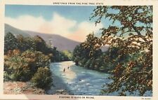 Greetings From The Pine Tree State Great Fishing Maine Postcard ME picture