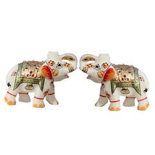Pair of Marble Elephant Trunk UP Golden Emboss Painting  picture