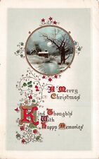 Vtg.  1911 A Merry Christmas Kind Thoughts Happy Memories Postcard p825 picture