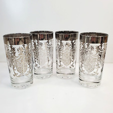 Vintage MCM Kimiko Silver Guardian Crest Cocktail Highball Glass Barware Knight picture