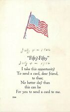 Fifty Fifty Poem United States Flag July 4th Indepence Day pm pm 1916 Postcard picture