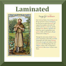 Saint Fiacre Prayer for Gardeners LAMINATED Holy Card Gilded Gold Catholic picture