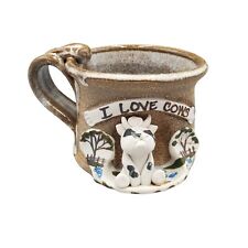 Studio Art Pottery I Love Cows Coffee Mug Sculpted Glazed 3D Figure Moo Cup picture