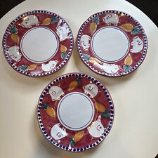 Set Of 3 Vietri Italy CAMPAGNA PIG Red Blue Dinner Plate PORCO Solimene Carrots picture