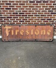 Antique Vintage 1947 Firestone Tires Sign Rare Auto Tire Sign 71” X 23” Big Sign picture
