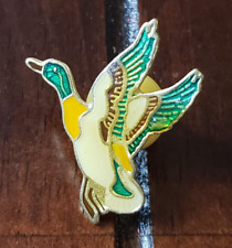 Mallard Duck Green Head Drake Flying Enamel Hat Vest Lapel Pin picture