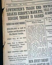 ALFRED LOEWENSTEIN Belgian Financier MYSTERIOUS DEATH on Airplane 1928 Newspaper picture