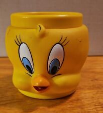 Vtg 1992 3D Tweety Bird Mug Cup Warner Bros Looney Tunes Plastic Tweetie Figural picture