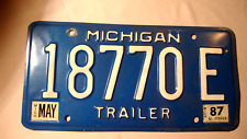 1987 Michigan License Plate Trailer # 18770 E picture