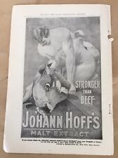 Johann Hoff's malt extract advertisement 1898 original vintage 1800s farmer art picture