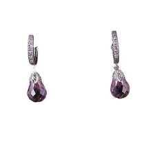 14k White gold pink Quartz and diamond earrings picture