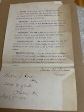 1901 Philadelphia PA 33rd Ward Union Party Resolution on McKinley Assassination picture
