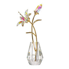 AB Color Crystal Calla Lily Flower Figurine Collectible With Crystal Vase Gift picture