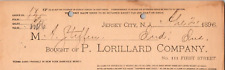 1896 P Lorillard Company Billhead A Steffen JERSEY CITY NJ  AC157 picture