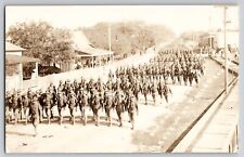 WW1 WWI 2nd Kansas Soldier Review Parade Eagle Pass TX RPPC Real Photo Postcard picture