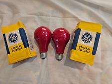 LOT (2) VINTAGE General Electric RED Light Bulbs SET Tested & Working picture