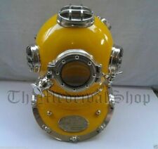 Marine Vintage Mark V Yellow Diving Scuba Helmet Navy Deep Sea Scuba Helmet picture
