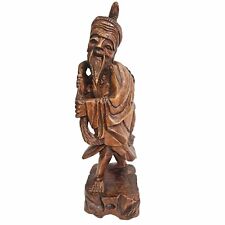 Vintage Rare Collectible Wooden  Asian /  Japanese / Chinese  Fisherman Statue  picture