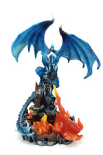 Blue Dragon Breathing fire on Castle Multi-color LED Collectible H = 11.75 in picture