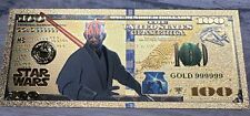 24k Gold Plated Darth Maul Star Wars Banknote Collectible picture