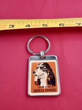 Vtg LOVE IS MY COCKER SPANIEL Keychain Key Ring Hangtag Fob *195-D picture