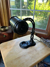 1920's Art Deco Metal Desk Lamp, New Electric, Aged Original Finish, Free S/H picture