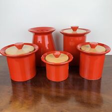 Rometti Italy Vintage Designer Red Kitchen Ceramics Graduating Canisters picture