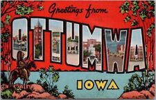 OTTUMWA, Iowa Large Letter Postcard Des Moines River / KROPP Curteich Linen 1943 picture