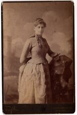 CIRCA 1880s CABINET CARD DESHLE YOUNG LADY IN FANCY DRESS WOOSTER OHIO picture