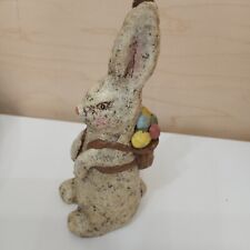 Great Vintage Easter Bunny Rabbit Decoration Carrying Eggs In A Basket picture